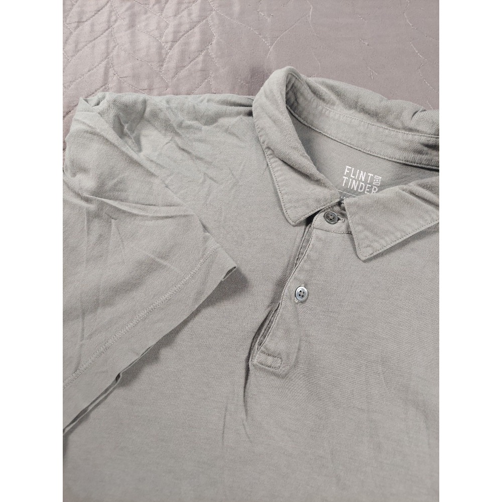 Flint and Tinder Polo Shirt Mens 2XL Gray Supima Cotton Air Knit Made In USA